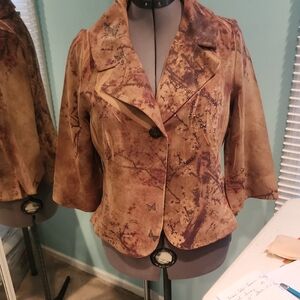 B.L.E.U. Tan and Brown Embellished Blazer